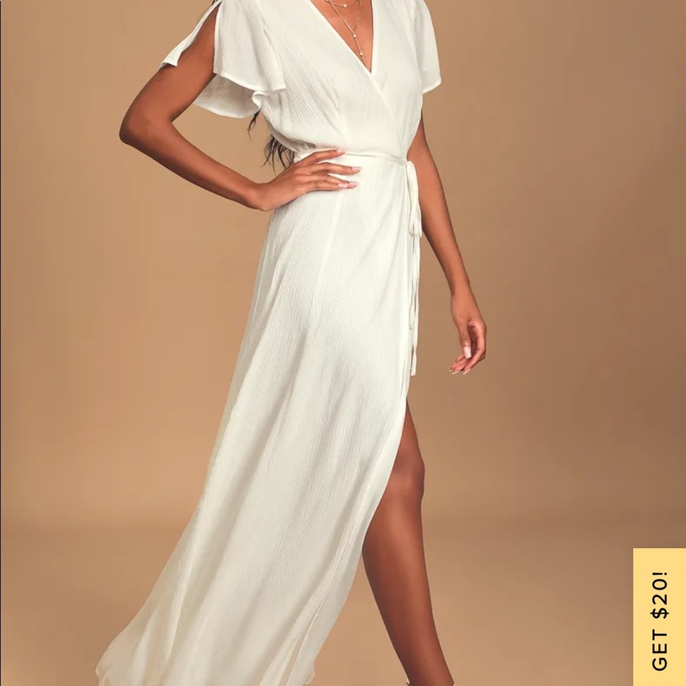 Lulu’s Heart of Marigold white wrap dress brand new